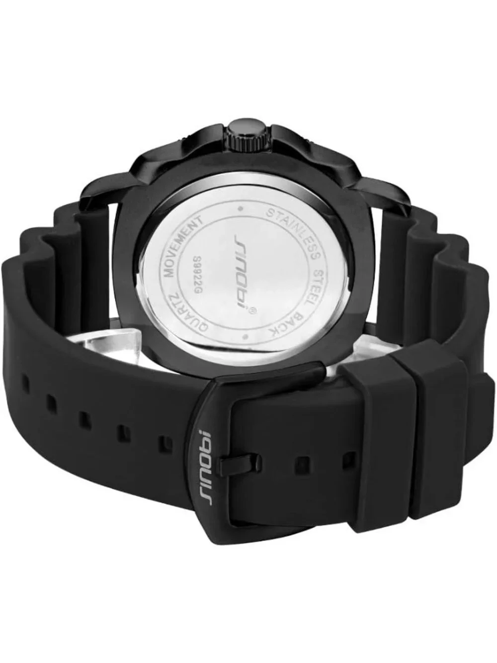 Men's Black Analog Silicone Strap Water Resistant Rotating Bezel Wrist Watch